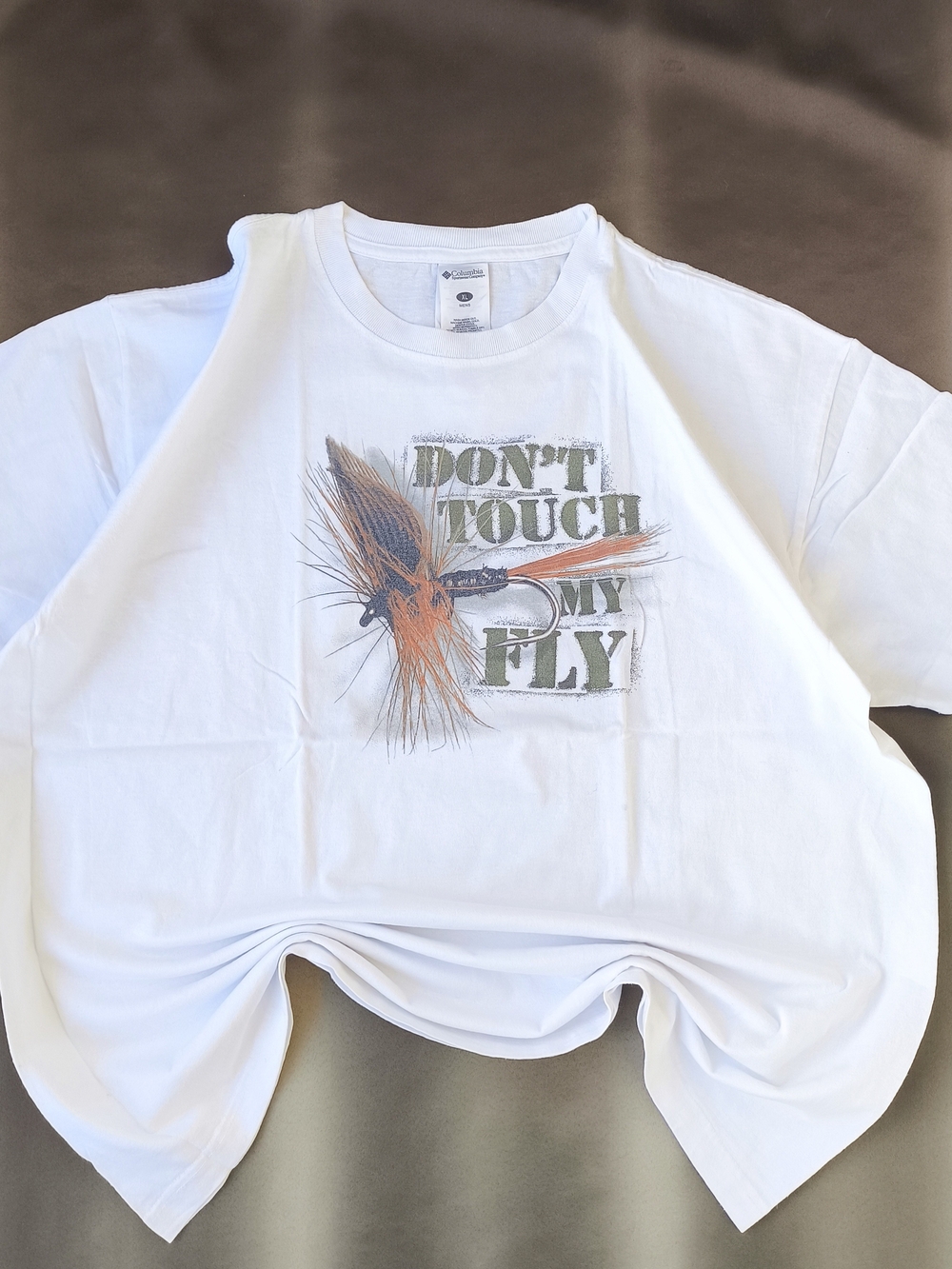 Columbia Vintage White Men "Don't Touch My Fly" Graphic Tee